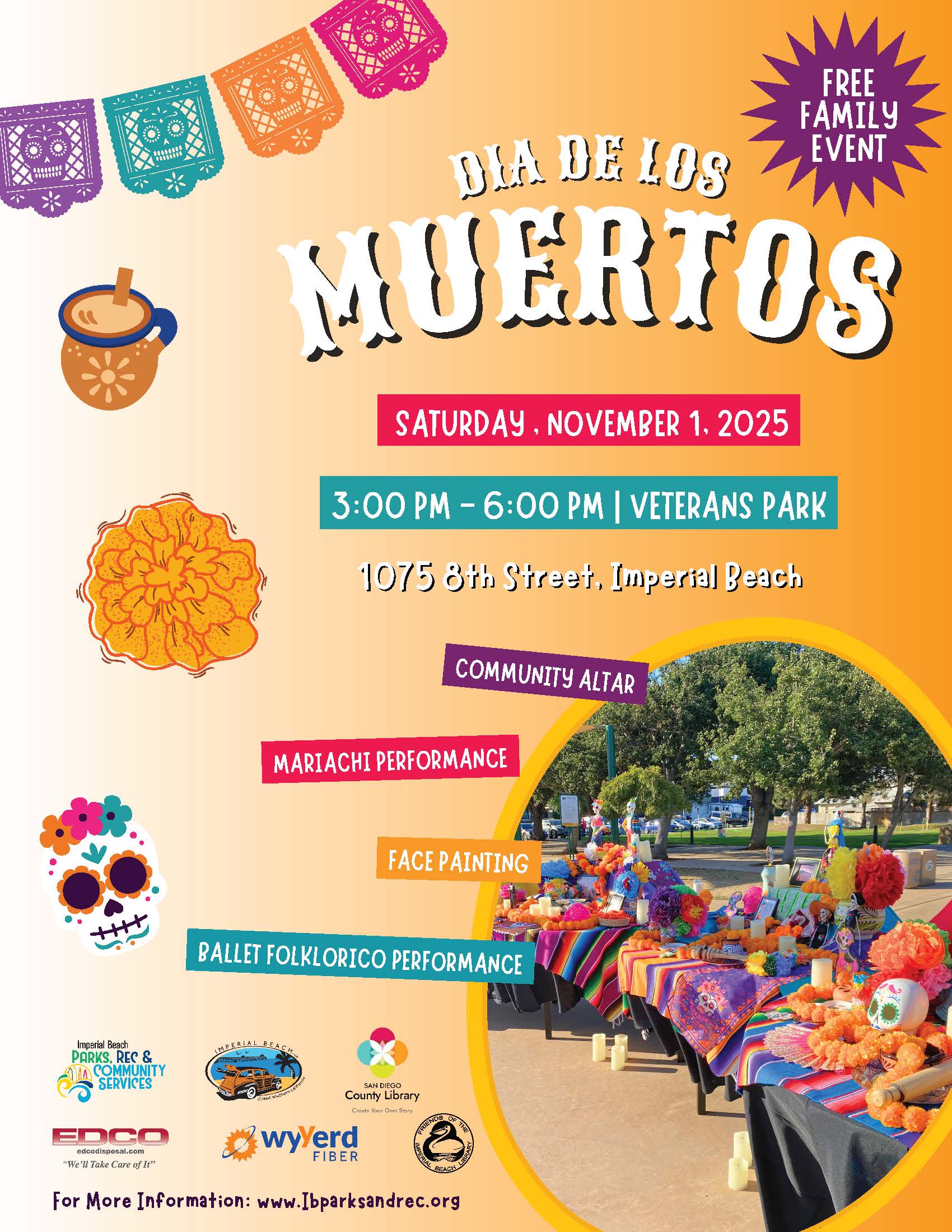 Dia De los Muertos Flyer 2025 English